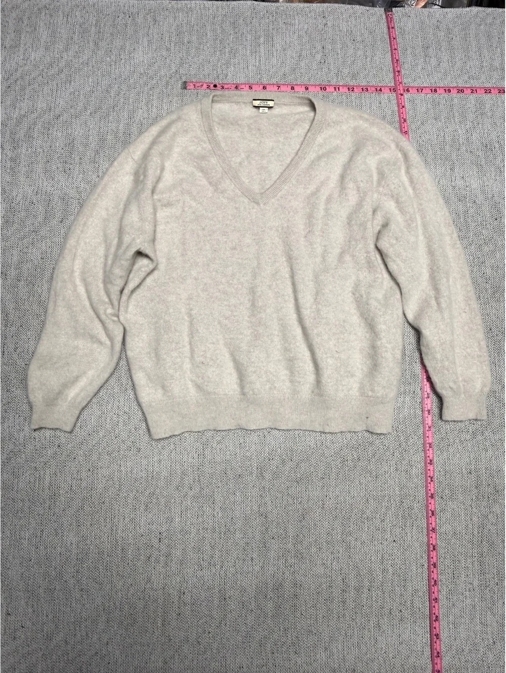 J.Crew 100% Cashmere V-Neck Sweater Medium Light Gray